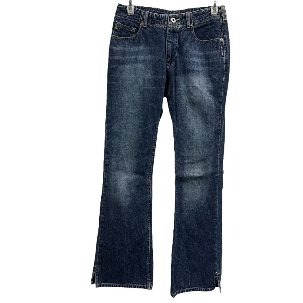 Silver Vintage Slit Side Denim Bootcut Mid Rise Medium Wash Blue Jeans Womens 27